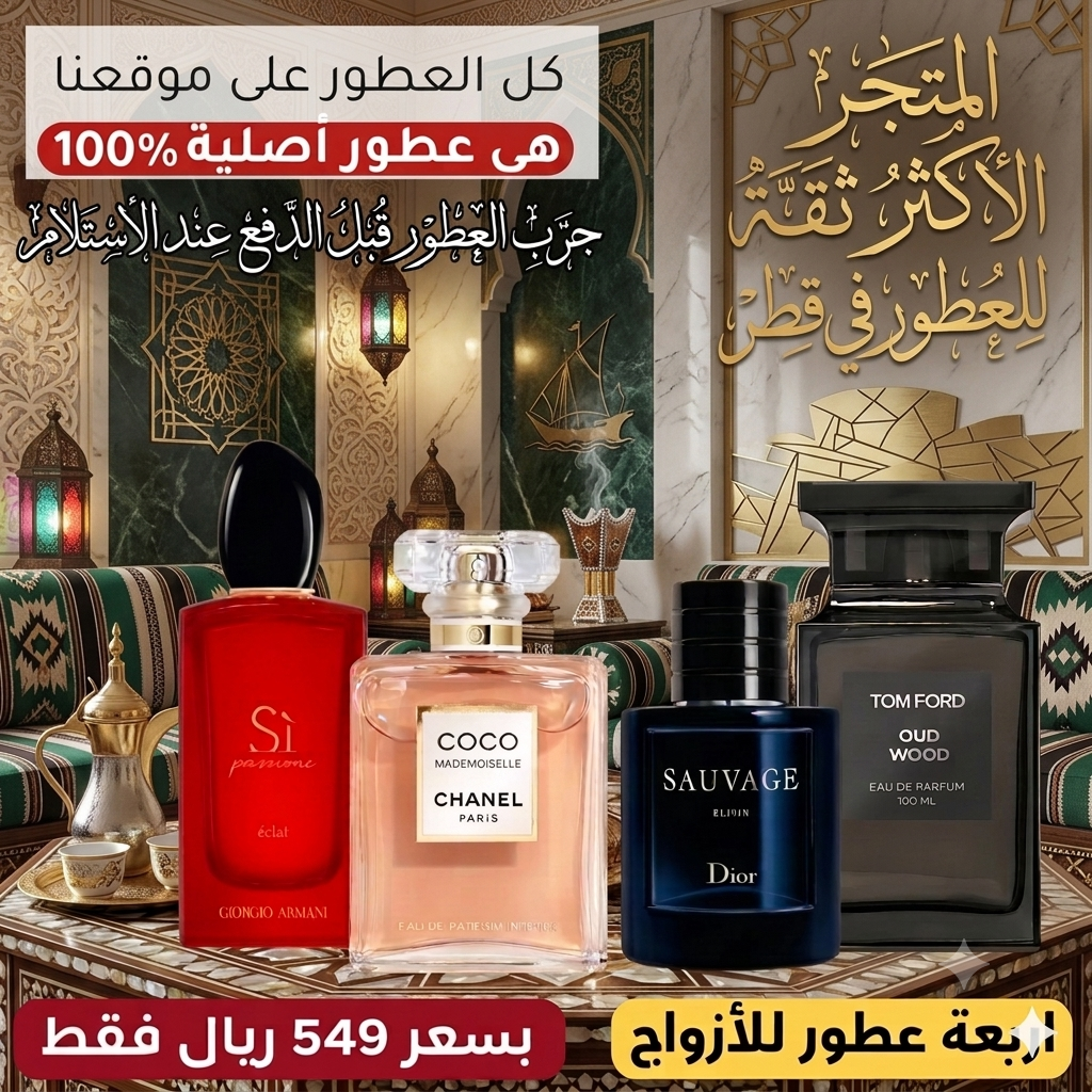ديور سوفاج إكسير + توم فورد أود وود + أرماني سي + شانيل كوكو ماديموزيل
