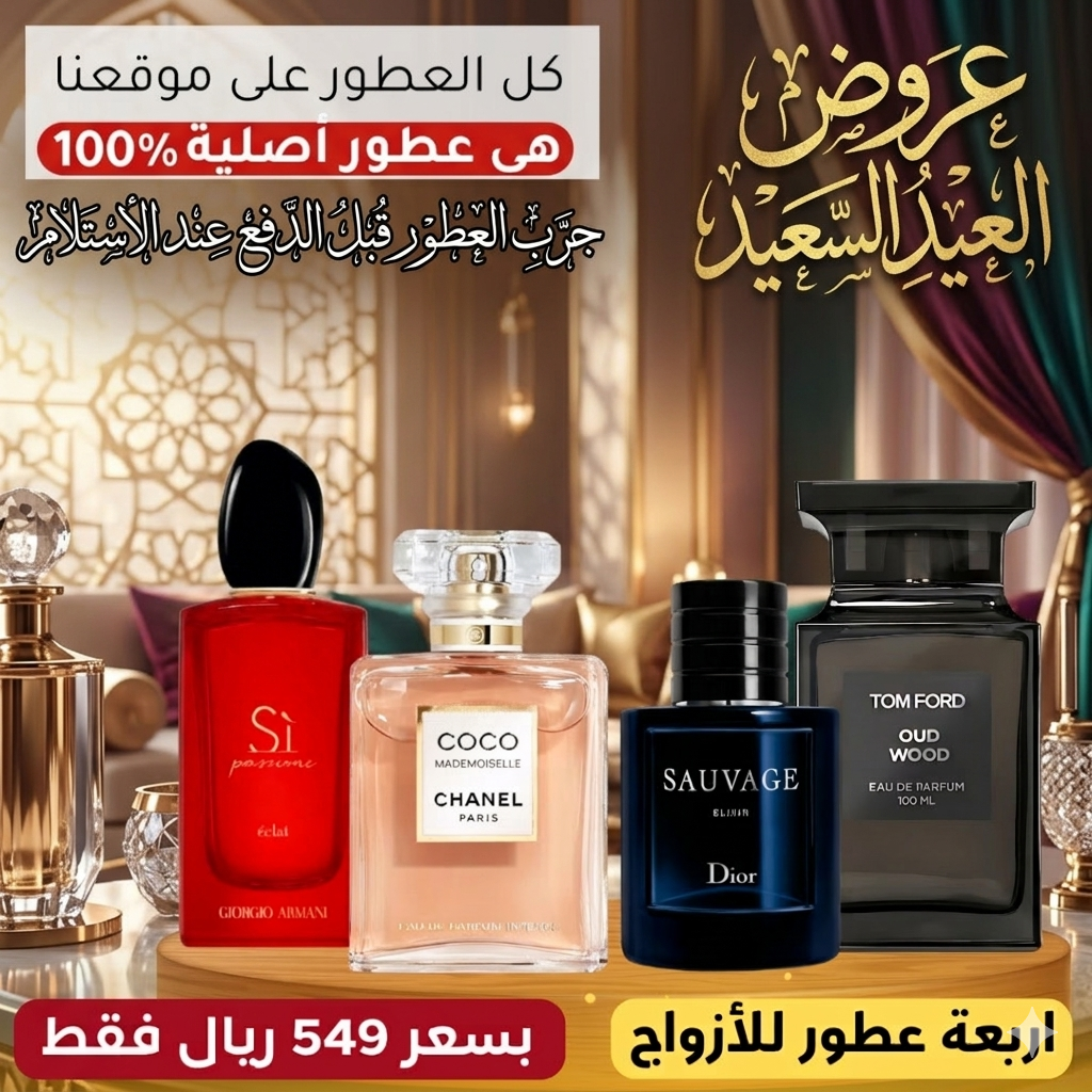 ديور سوفاج إكسير + توم فورد أود وود + أرماني سي + شانيل كوكو ماديموزيل